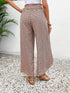 Bohemian Print Smocked High Waist Wide Leg Slit Pants