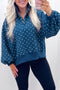 Polka Dot Metal Button Collar Pullover Sweatshirt