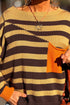 Acrylic Striped Pattern Drop Shoulder Pullover Sweater