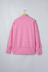 Striped Zip Up Puff Sleeve Jacket Sweatshirt