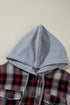 Plaid Print Chest Pocket Button Down Hooded Shacket