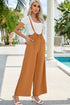 Casual High Rise Wide Leg Suspender Pants