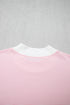 Striped Trim Mock Neck Pullover Drawstring Pants Outfit Pant Set