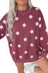 Polka Dot Mock Neck Oversized Tunic Sweatshirt