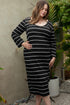 Striped Print Loose Fit Long Shift Dress