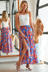 Bohemian Floral Print Tiered Split Maxi Skirt