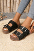 Retro Double Buckle Faux Suede Platform Slipper