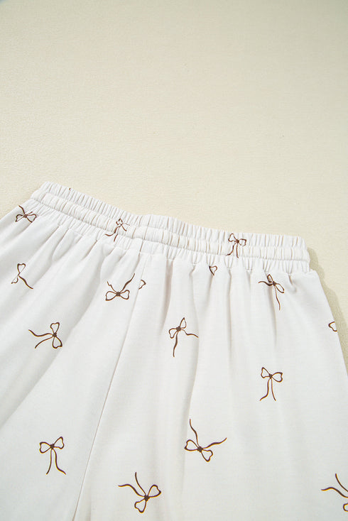 Bow Print Half Zip Tank Matching Short Sets