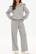 Zip Sailor Collar Pullover Seam Detail Athleisure Pant Set