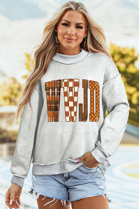 Wwjd Graphic Mock Neck Oversized Faith Sweatshirt