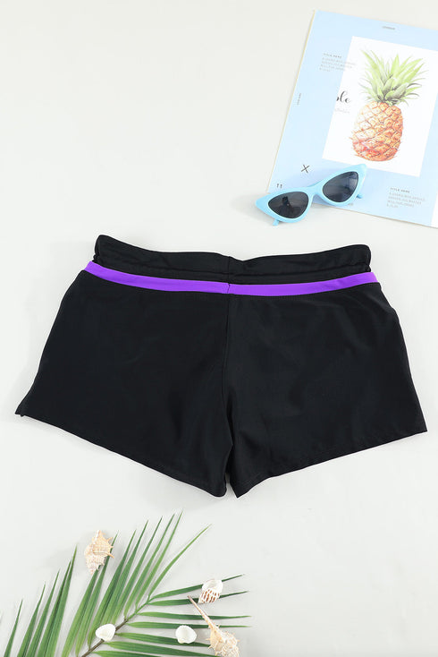 Contrast Waistband Tie Front Swim Shorts