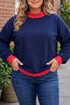 Polka Dot Pattern Patchwork Round Neck Sweatshirt