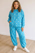 Polka Dot Hooded Drawstring Long Sleeve Loungewear Set