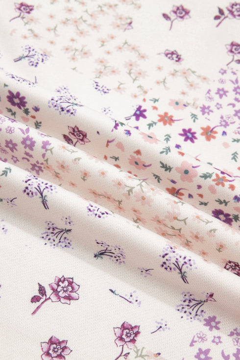 Floral Print Mock Neck Sleeve Paneling Sweatshirt