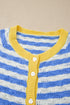 Striped Button Front Long Sleeve Loose Fit Knit Cardigan