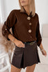 Decorative Button Cluster Tab Long Sleeve Satin Shirt