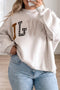 Wwjd Mix Pattern Letter Graphic Exposed Seam Loose Sweatshirt