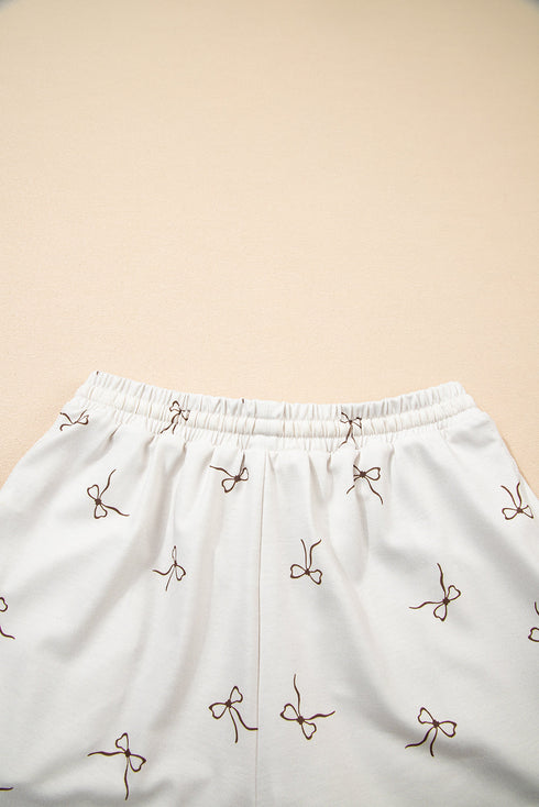 Bow Print Half Zip Tank Matching Short Sets