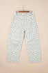 Grommet Knot Waist Floral Barrel Leg Jeans
