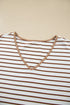 Striped Ruffle Sleeve V Neck Drawstring Pant Set