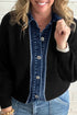 Drop Shoulder Placket Paneling Shirt Collar Long Sleeve Cardigan