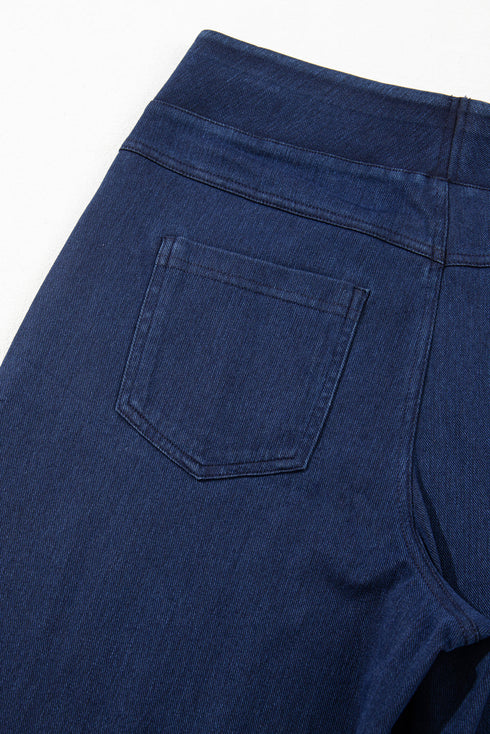 Casual Solid Loose Fit Wide Leg Jeans