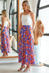 Bohemian Floral Print Tiered Split Maxi Skirt