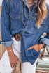 Western Patch Pockets Tunic Length Long Sleeve Denim Blouse