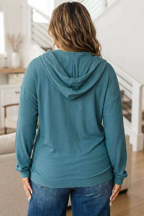 Viscose Ribbed Drop Shoulder Long Sleeve Top