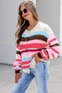 Acrylic Polyamide Striped Pattern Drop Shoulder Cardigan