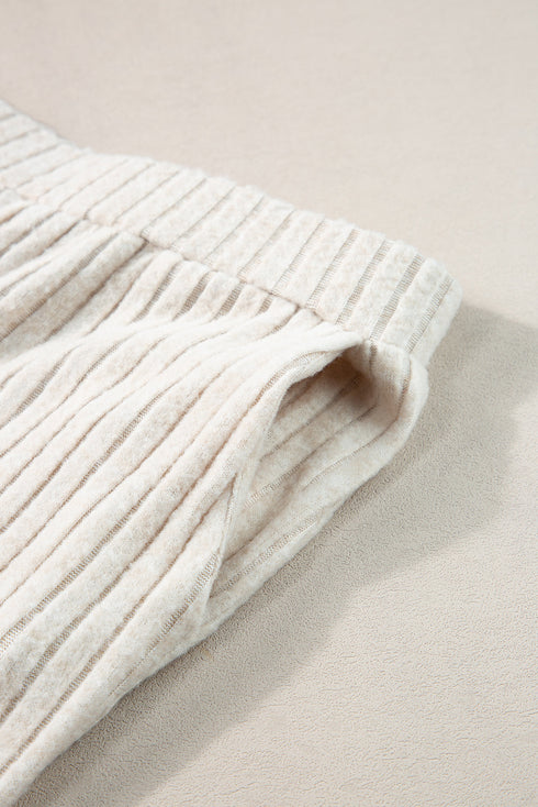 Ribbed Knit Wide Leg Slouchy Two Piece Loungewear