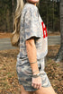 Camouflage Howdy Letter Print Relaxed Tee Drawstring Shorts Set