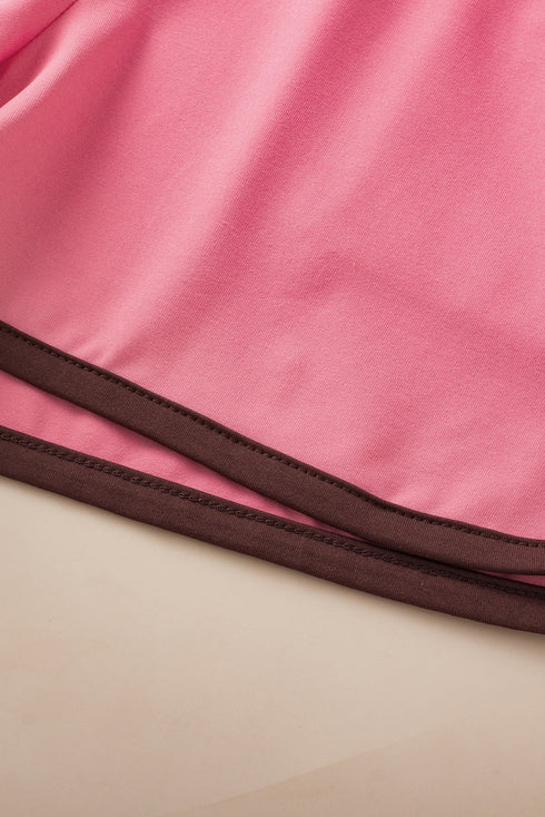 Casual Blocked Pattern Patchwork Cap Sleeve Short Set