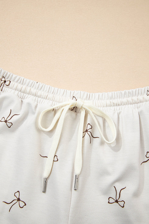 Bow Print Half Zip Tank Matching Short Sets