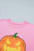 Embroidered Pumpkin Face Long Sleeve Round Neck Sweatshirt