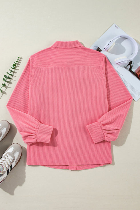 Casual Corduroy Flap Detail Button Up Split Jackets