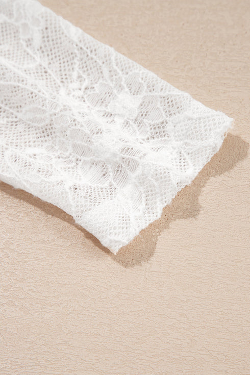 Sheer Mesh Lace Feminine Detail Long Sleeve Top