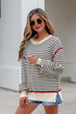 Striped Ribbed Trim Drop Shoulder Oversized Sweater
