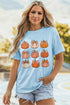 Multiple Pumpkin Print Graphic Pattern Statement Tee