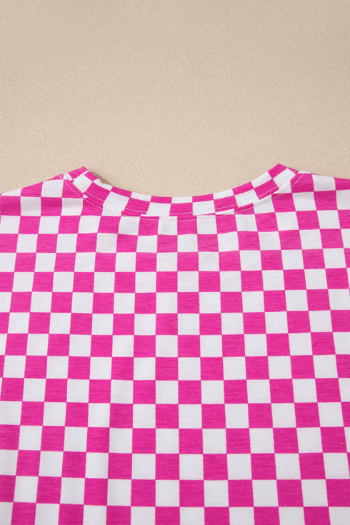 Checkered Print Half Sleeve Two Piece Loungewear Set