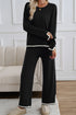 Relaxed Knit Split Hem Tipped Border Lounge Set