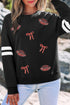Light Catching Rhinestone Rugby Bow Graphic Sweatshirt