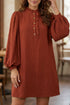 Pure Polyester Shift Long Sleeve Mini Dress