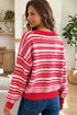 Geometric Striped Pattern V Neck Button Front Cardigan