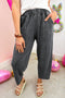 Washed Seam Detail Elastic Waist Barrel Pants