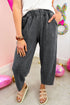Washed Seam Detail Elastic Waist Barrel Pants