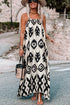 Abstract Geometric Pattern Sleeveless Flowy Maxi Dress
