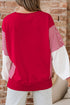 Polyester Cotton Striped Sleeve Graphic Pullover Sweatshirt
