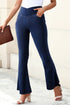 High Stretch Crossed Waist Flare Knit Denim Jeans