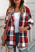Casual Hooded Button Front Plaid Print Shacket